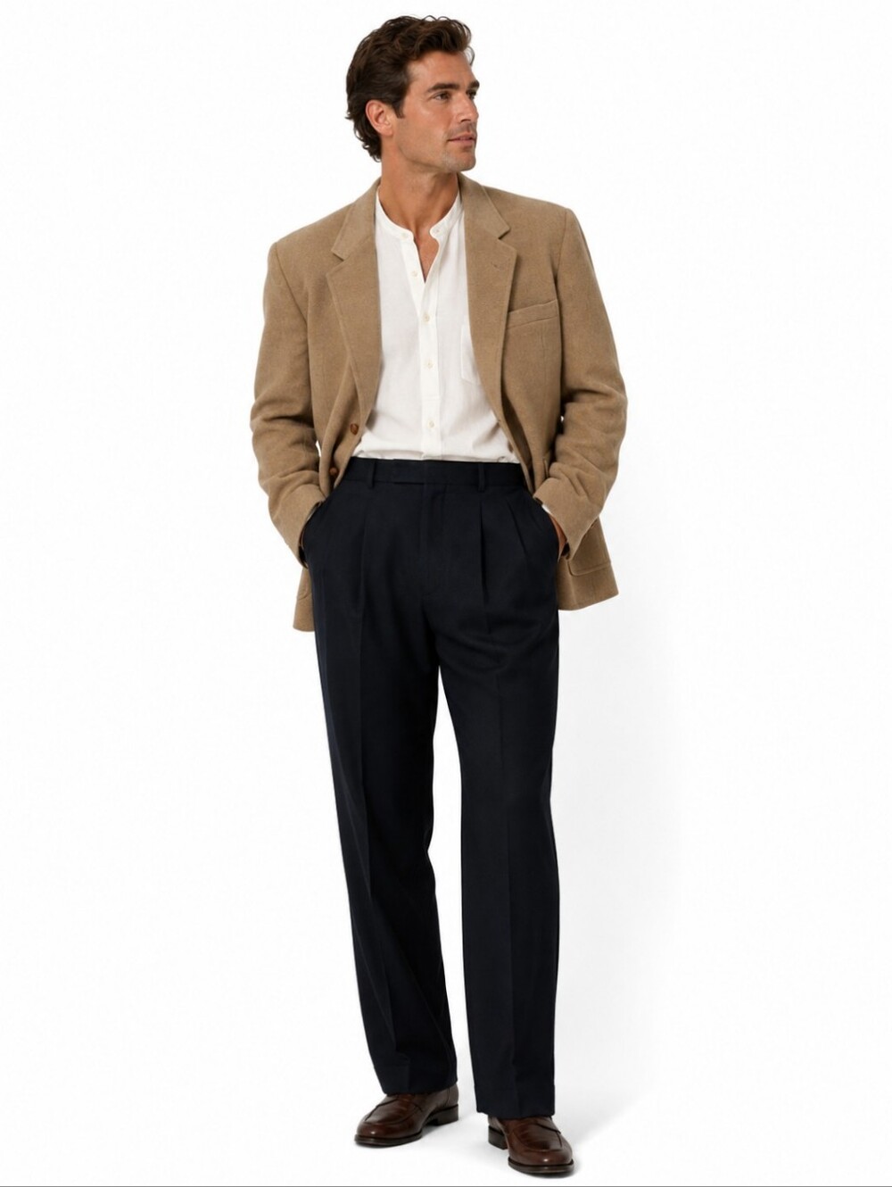 Vtg Camel hair Tan Blazer Hart Schaffer & Marx Quality Quiet Luxury Sz 44L